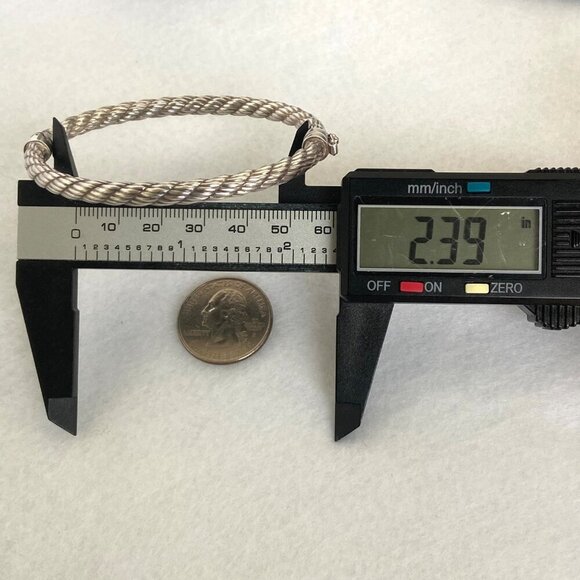 Sterling Silver 925 5MM Twisted Hinged Oval Bangle Bracelet Sz 7" - Picture 13 of 16